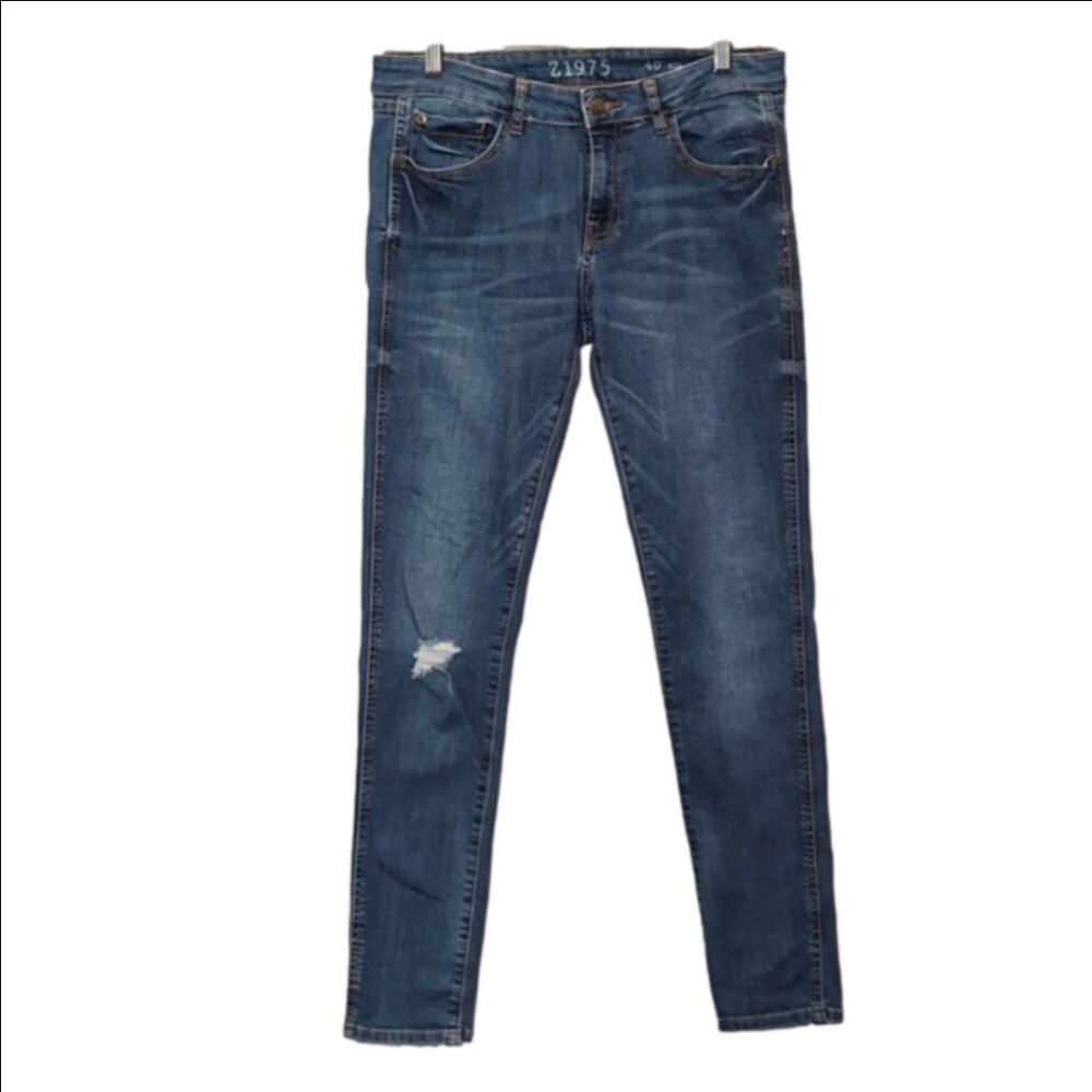 3/$20 Zara Mid Rise Skinny Fit Jeans Z1975 Basic Distressed Denim Womens Size 8